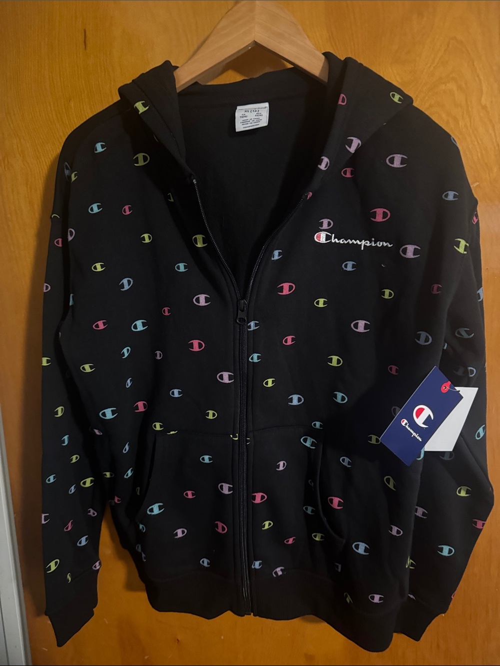 Champion Hoodie Girls XL Black Full Zip